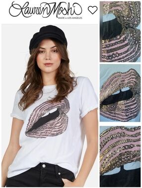 Lauren Moshi Chain Lips tee